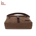 Customized logo leather shoulder bag canvas mens messenger bag